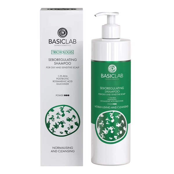 Sebumregulierendes Shampoo für fettige, empfindliche Kopfhaut, 1,5% BHA, Postbiotikum, Rosmarinsäure‑Glucosid
